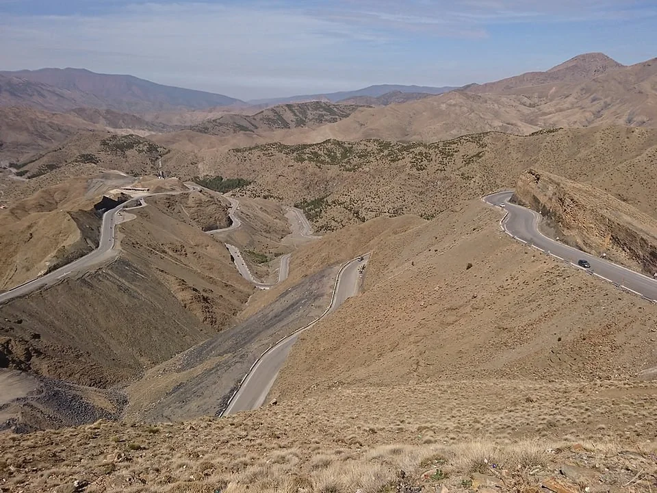 Winding road through the High Atlas Mountains